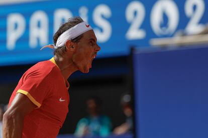 Nadal celebra un punto.