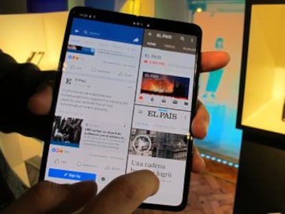 El Galaxy Fold es más alargado que un teléfono tradicional y bastante más ancho. Está pensado para poder ser guardado en un bolsillo, pero tiene que ser profundo. La ejecución simultánea de aplicaciones funciona bien y gana en programas de imágenes