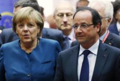 Angela Merkel y Fran&ccedil;ois Hollande