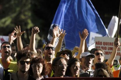 Manifestantes en la plaza Belem de Lisboa, reunidos el 21 de septiembre.