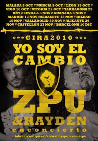 Cartel de la gira de 2010 de ZPU que deja un gran concierto en la sala Bikini.