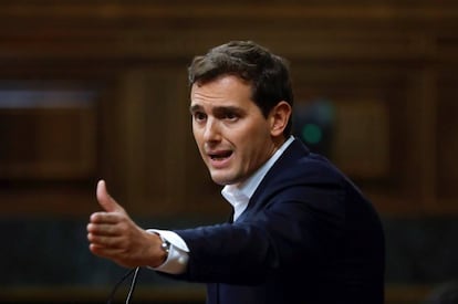 El líder de Ciudadanos, Albert Rivera, este martes en el Congreso. 