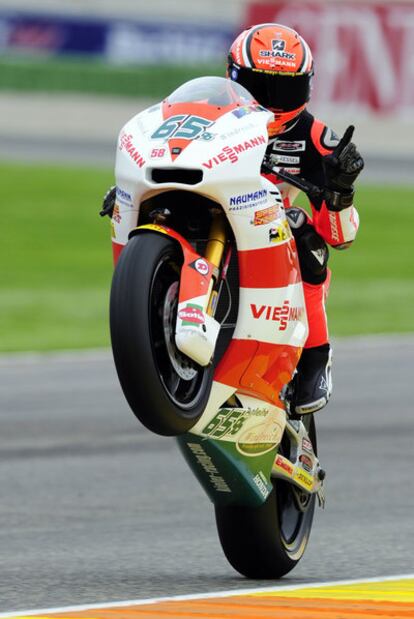 Bradl durante la sesión de entrenamiento de ayer.