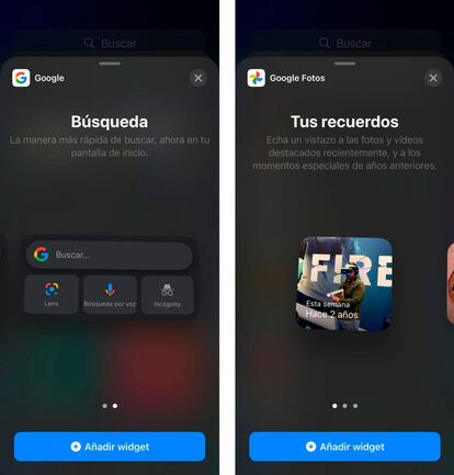 Widgets de Google en iOS 14.