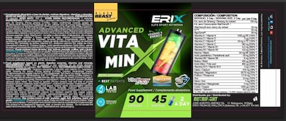 Etiqueta del producto Advanced Vitamin x 90 capsulas.