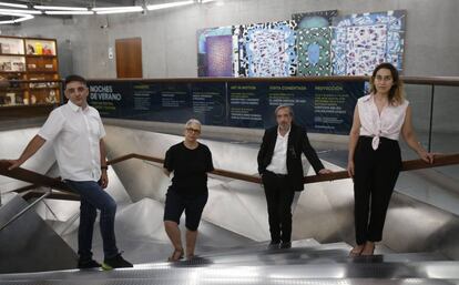 Ganadores de los Premios Arte y Mecenazgo 2018. Desde la izquierda, Mira Bernabéu, Dora García, Carlos Rosón y Miriam Lozano.