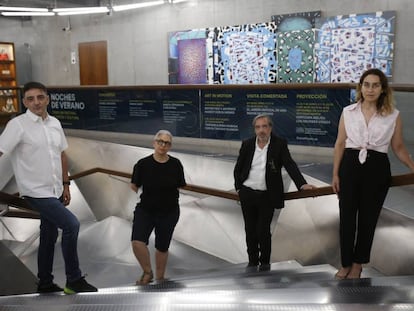 Ganadores de los Premios Arte y Mecenazgo 2018. Desde la izquierda, Mira Bernabéu, Dora García, Carlos Rosón y Miriam Lozano.