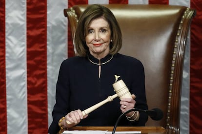 La presidenta de la Cámara de Representantes, Nancy Pelosi, tras la votación.