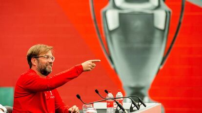 Klopp durante uma coletiva de imprensa antes da final da Champions.