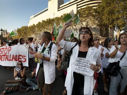Protesta de los trabajadores de la sanidad.