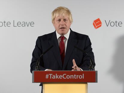 Boris Johnson, durante su campaña a favor del Brexit en el referéndum de 2016.