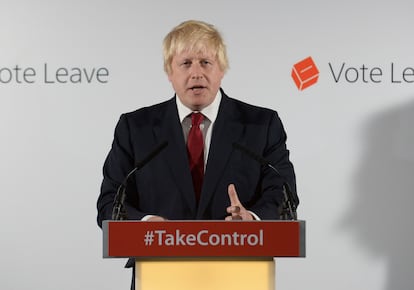 Boris Johnson, durante su campaña a favor del Brexit en el referéndum de 2016.