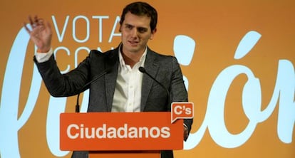 Albert Rivera, en un acto electoral en Bilbao.