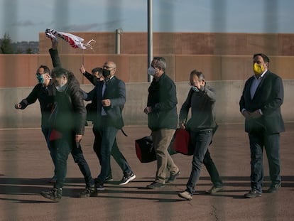 Siete de los presos del 'procés' que cumplen condena en la cárcel barcelonesa de Lledoners después de que la Generalitat les concediera en enero el tercer grado.