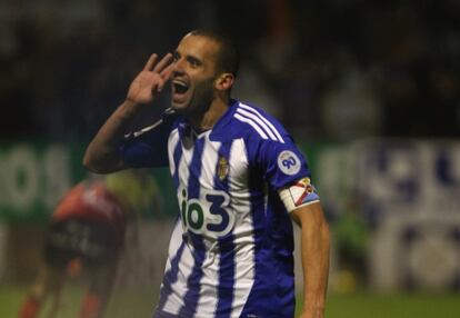 Yuri celebra un gol ante el Mirandés.