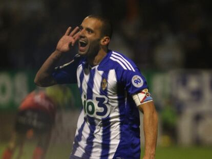 Yuri celebra un gol ante el Mirand&eacute;s.