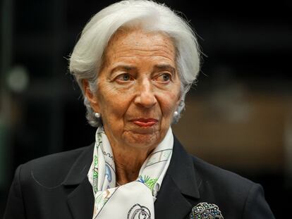 La presidenta del BCE, Christine Lagarde, durante un Eurogrupo en Luxemburgo.