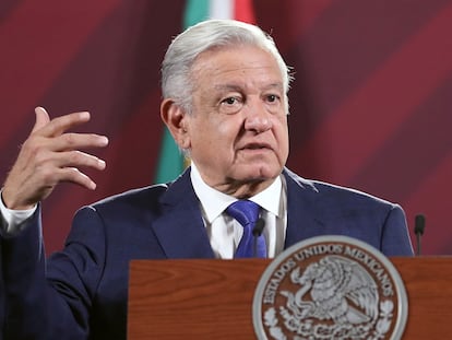 Andrés Manuel López Obrador durante su conferencia de prensa matutina de este martes.