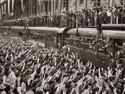 Despedida de la División Azul en la estación del Norte de Madrid. 15 de julio de 1941.