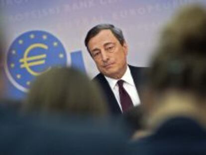 El presidente del Banco Central Europeo (BCE), Mario Draghi durante una rueda de prensa celebrada en Fr&aacute;ncfort (Alemania).