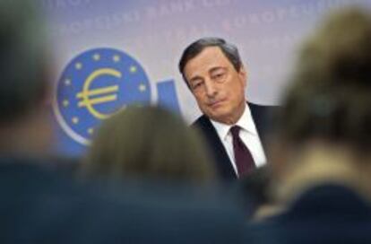 El presidente del Banco Central Europeo (BCE), Mario Draghi durante una rueda de prensa celebrada en Fr&aacute;ncfort (Alemania).