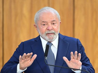 El presidente Lula, este martes durante una comparecencia en Brasilia.