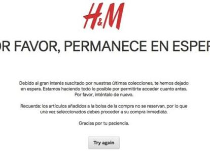 Mensaje de error que aparece en la página web de H&M.