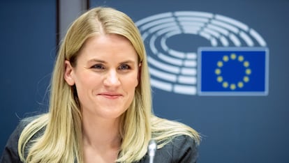 Frances Haugen, durante su intervención en el Parlamento Europeo, el 8 de noviembre.