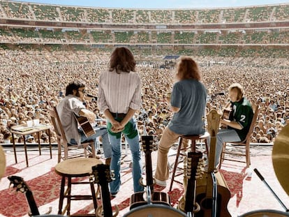 Crosby, Stills, Nash y Young de gira en 1974.