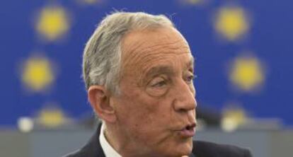  El presidente de Portugal, Marcelo Rebelo de Sousa, en el Parlamemto europeo el 13 de abril.