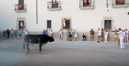 Un veí caçador es disposa a matar d'un tir el toro Guapetón a Còria (Càceres).