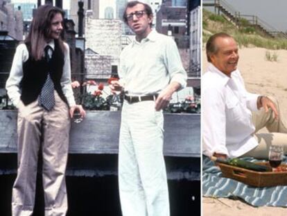 Diane Keaton, con Jack Nicholson (izquierda) y Woody Allen.