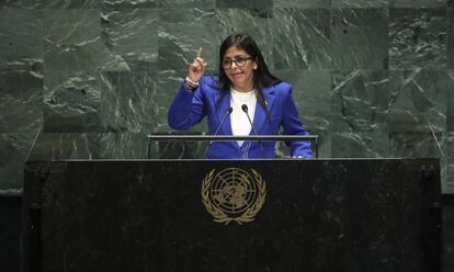 La vicepresidenta de Venezuela, Delcy Rodríguez, en la ONU.