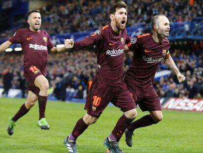 Messi, com um passe de Iniesta, quebrou o jejum contra o Chelsea em Londres.