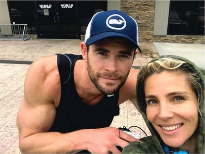 La pareja de actores Chris Hemsworth y Elsa Pataky en una imagen publicada en la cuenta de Instagram de ella.