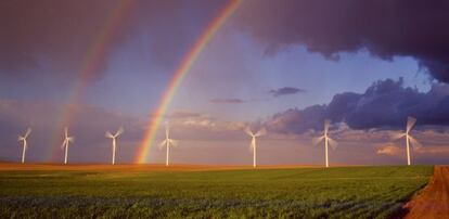 Parque con molinos de energía eólica.