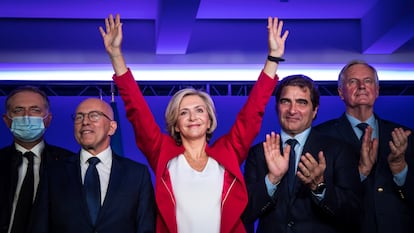 Valérie Pecresse, tras ganar las primarias de Los Republicanos, el pasado día 4 en París.