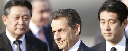 Nicolas Sarkozy, a su llegada al aeropuerto de Tokio