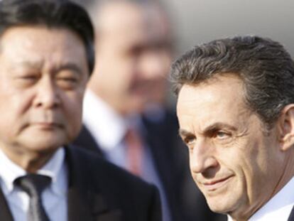 Nicolas Sarkozy, a su llegada al aeropuerto de Tokio