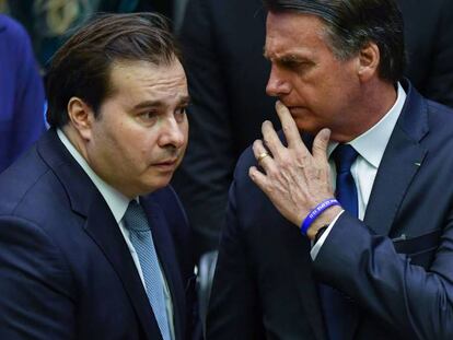 Rodrigo Maia e Jair Bolsonaro, na Câmara.