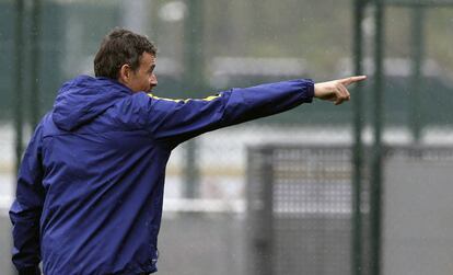 Luis Enrique Martínez, durante el entrenamiento de hoy en la ciudad deportiva Joan Gamper.