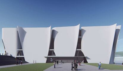 Una de las fachadas ondulantes del proyecto de Toyo Ito para el Hermitage de Barcelona.