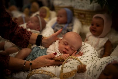 Uno de los modelos de bebés 'reborn' expuestos en el décimo año de la Feria Daris, en Madrid.