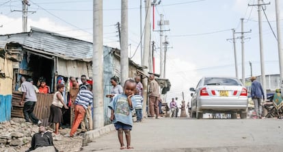 Una calle de Mathare, uno de los 'slums' de Nairobi (Kenya).