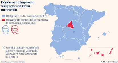 Dónde se ha impuesto la mascarilla obligatoria a 20 de julio