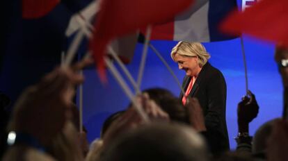 Marine Le Pen en un mitin del Frente Nacional durante las últimas elecciones francesas.