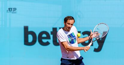 Medvedev, durante un entrenamiento en la Caja Mágica de Madrid. / MUTUA MADRID OPEN