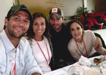 Tamara Falcó junto a dos de sus hermanos, Enrique Iglesias y Ana Boyer, y la pareja de esta última, el tenista Fernando Verdasco, tras el concierto de Enrique en Madrid, a principios de diciembre.