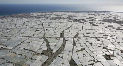 Vista aérea de los invernaderos en El Ejido.