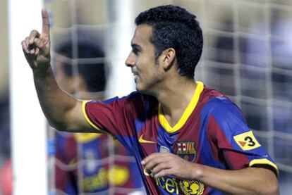 Pedro celebra su gol ante el Ceuta.